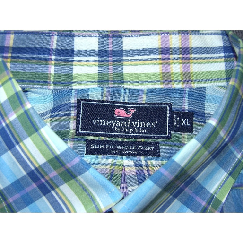 Vineyard Vines Long Sleeved Plaid Slim Fit Button Up Whale Shirt Men's XL - Picture 6 of 6